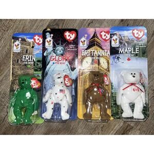 McDonald's Ty Beanie Babies Set - Green, White, Brown, White Bears
